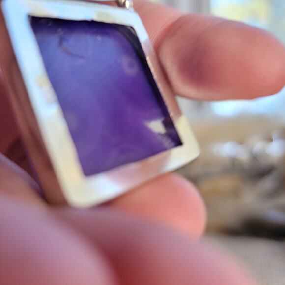 Purple Agate Geode Pendant Sterling Silver, Handmade Boho Crystal Jewelry - Picture 10 of 10
